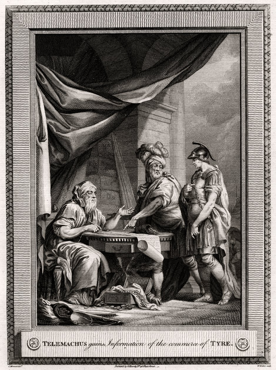 Telemachus získává informace o obchodu v Tyre, 1775 od W. Walker