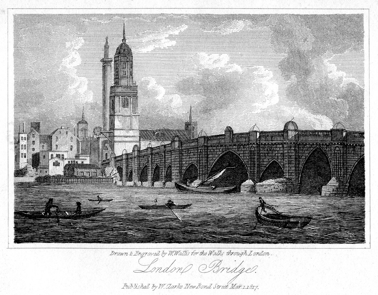 London Bridge, Londýn, 1817. od W. Wallis