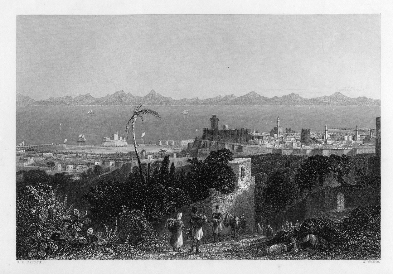 Rhodos, z výšin poblíž Sir Sidney Smiths Villa, 1841 od W. Wallis