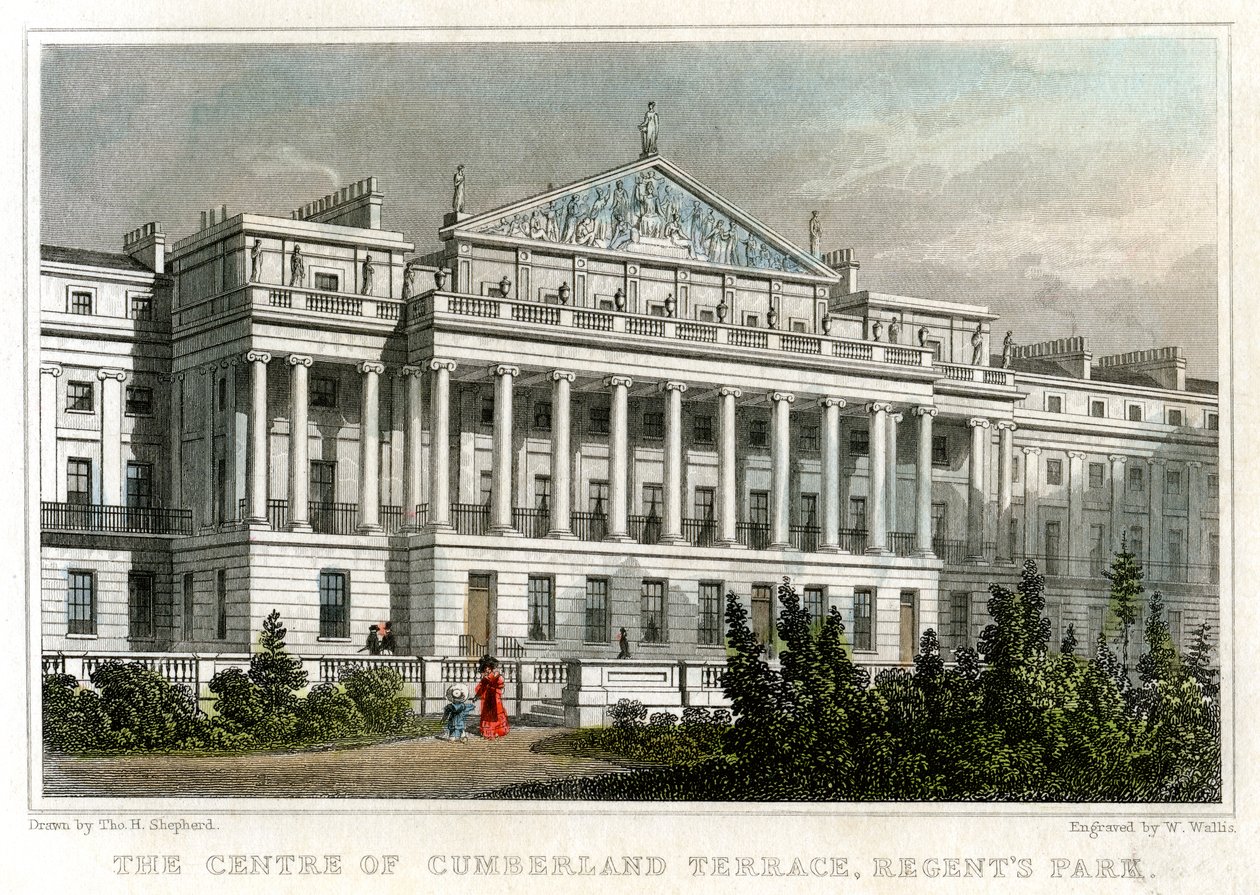 Centrum Cumberland Terrace, Regents Park, Londýn, 1829. od W. Wallis
