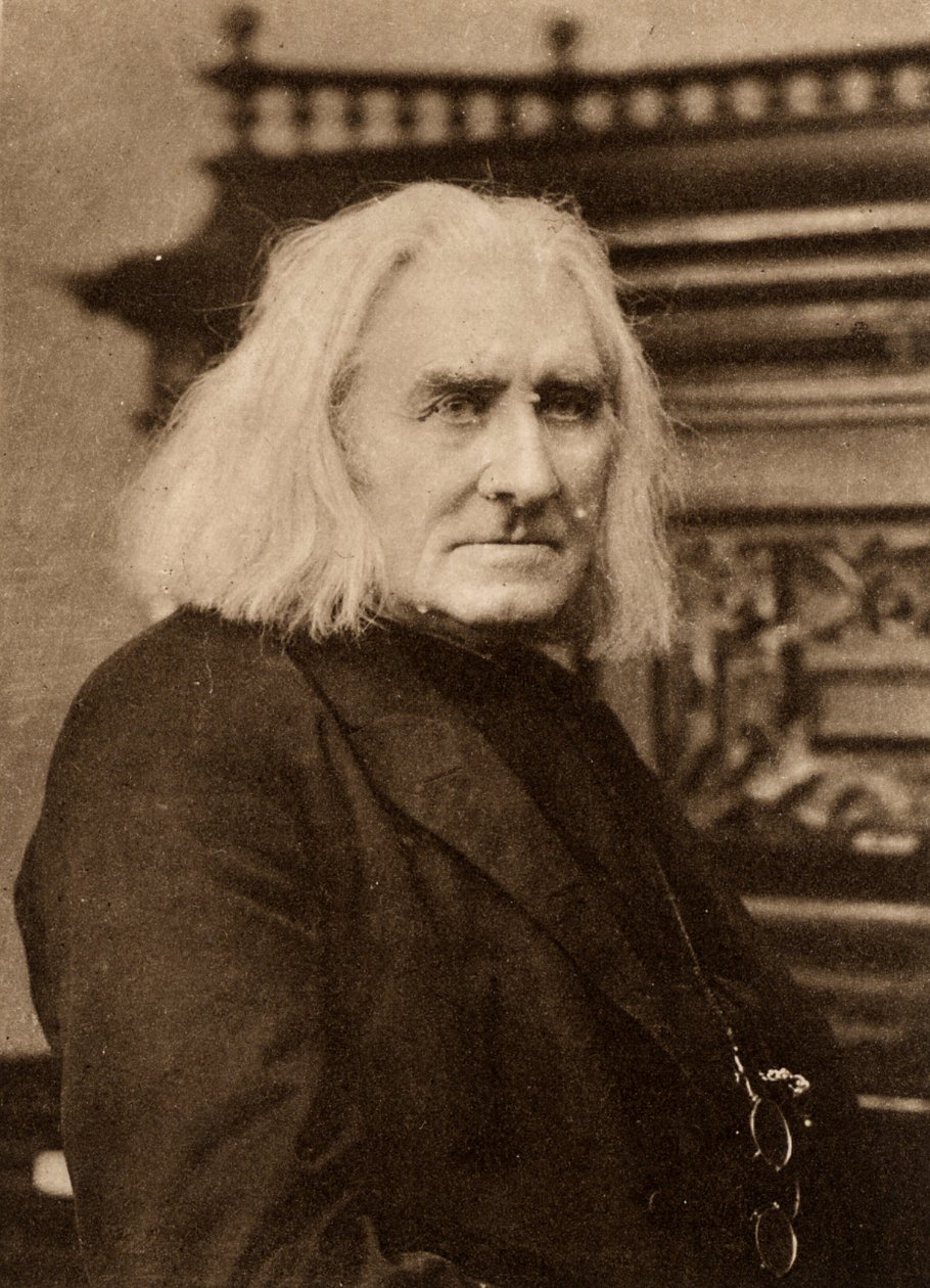 Franz Liszt (1811-1886) unkarilainen pianisti ja säveltäjä myöhemmällä iällä. Syväpaino valokuvan jälkeen, W & D Downey, Lontoo (valokuvaus) od W. and D. Downey