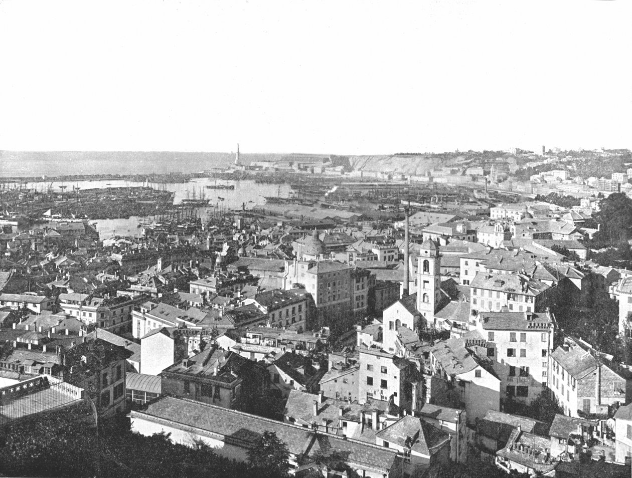 Celkový pohled na město Janov, Itálie, 1895. od W and S Ltd