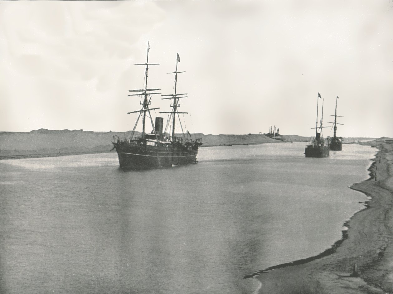 Lodě na Suezském průplavu, Kantara, Egypt, 1895. od W and S Ltd