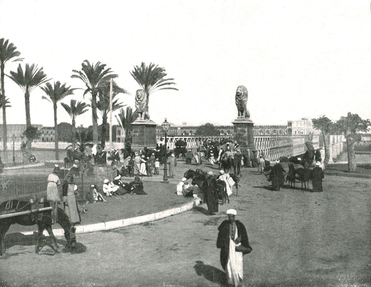 Most Kasr-el-nil, Káhira, Egypt, 1895. od W and S Ltd