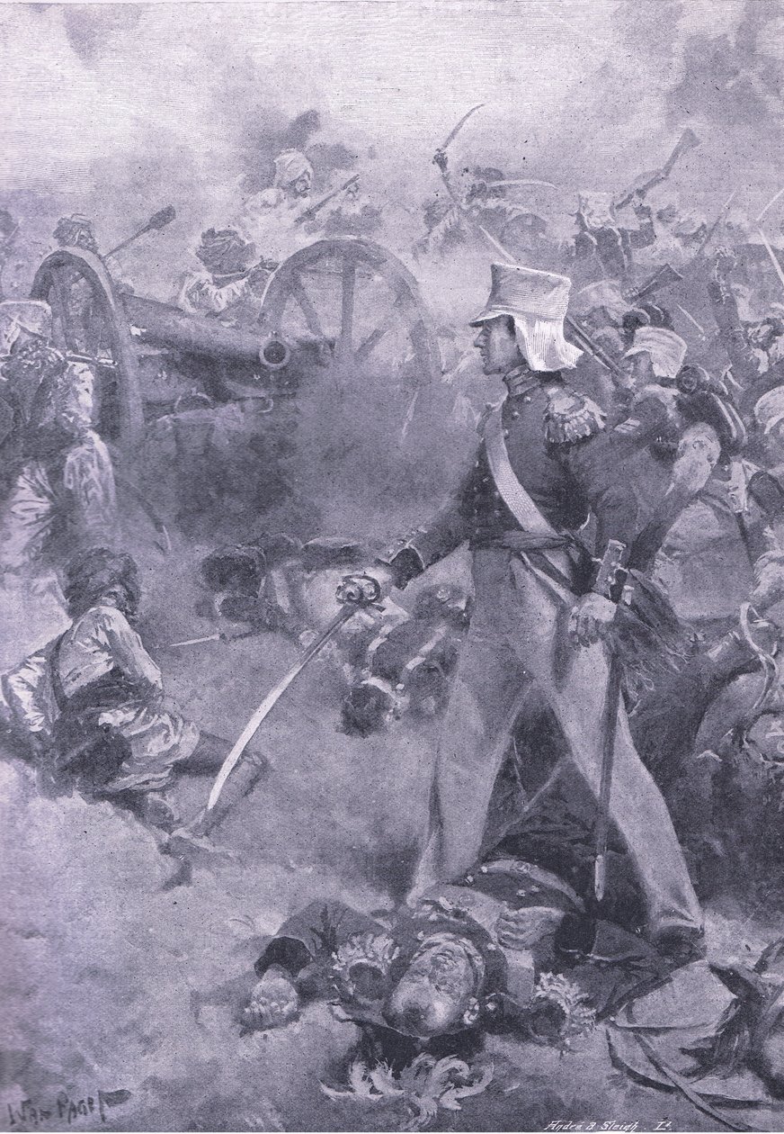 Chilianwala, 13. ledna 1849: Ilustrace z knihy Britské bitvy na souši a na moři , 1915 od Wal Paget