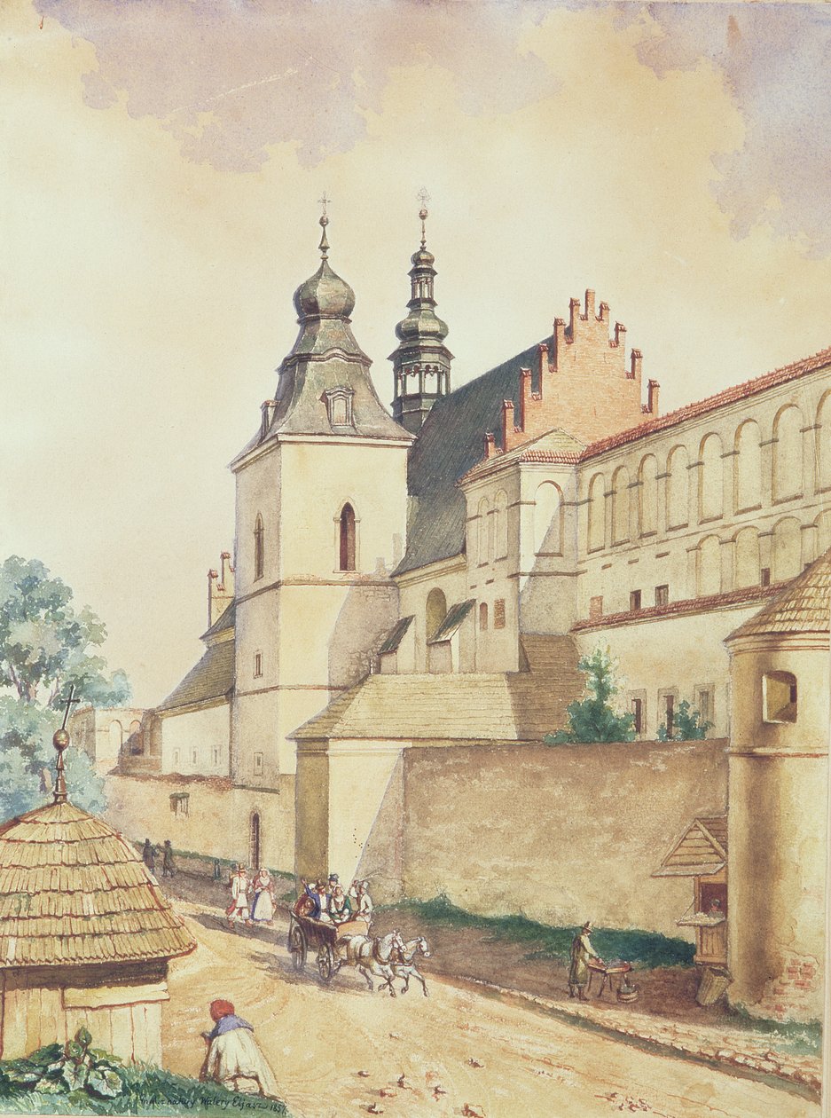 Před norbertinským klášterem, Kozienice, 1857 od Walery Eljasz Radzikowski