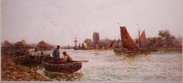 Rybáři poblíž nábřeží v Christchurch, Hampshire od Walker Stuart Lloyd
