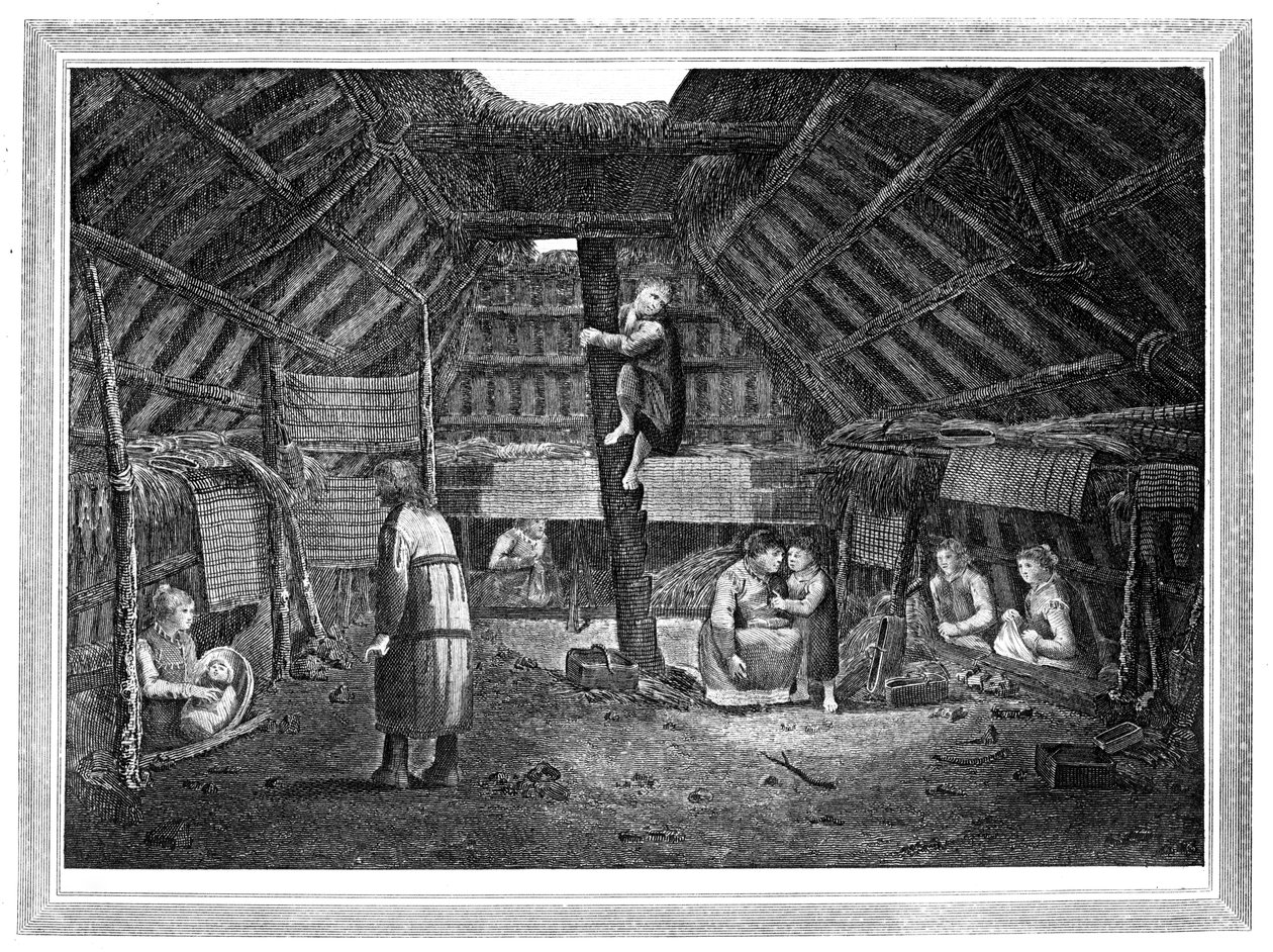 Uvnitř domu v Oonalashka, c1776-1779. od Walker