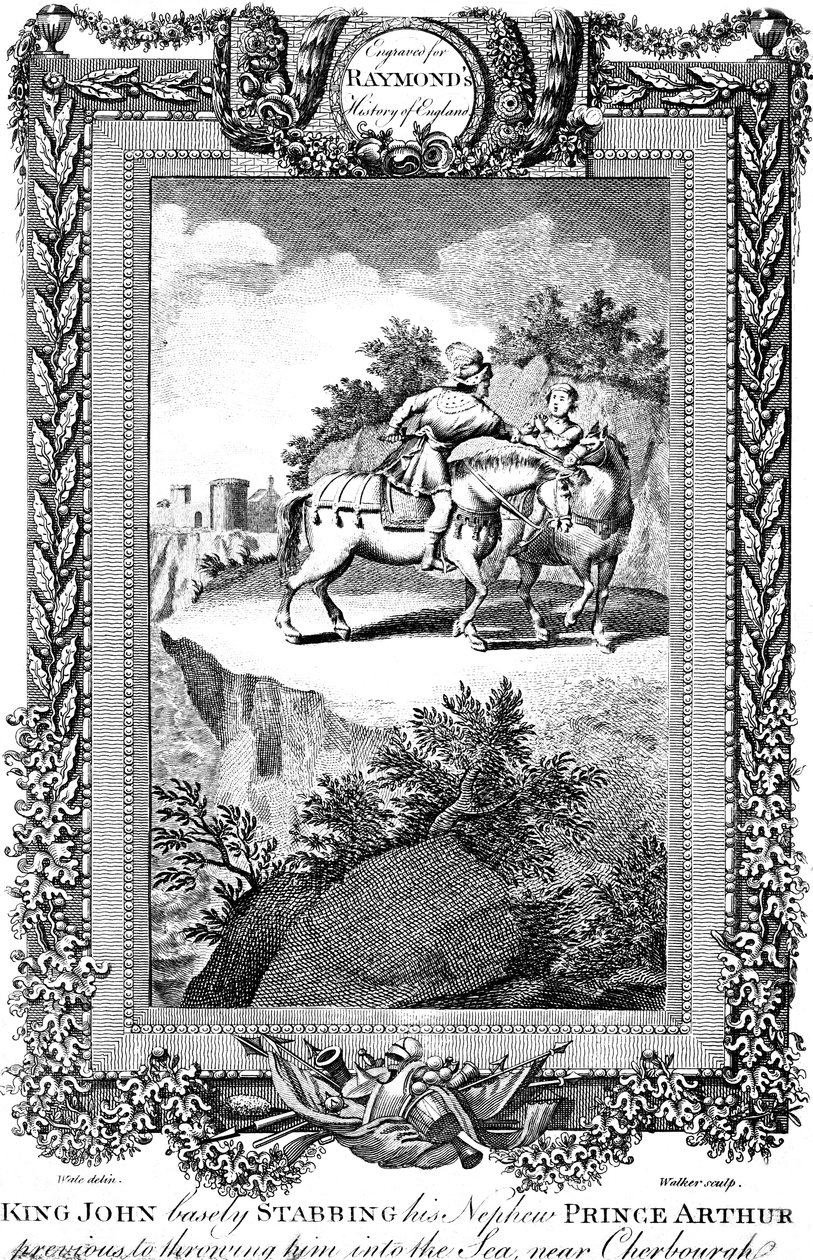 Král Jan 1167-1216 pobodal svého synovce prince Artuše, 19. století. od Walker