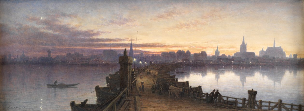 Kolín nad Rýnem z mostu lodí, 1890 od Waller Hugh Paton