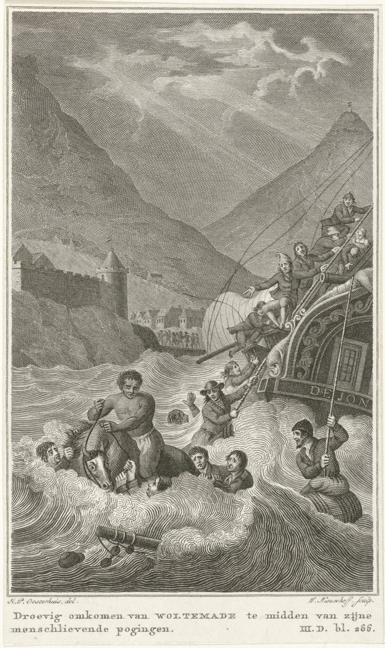 Smrt Woltemade na mysu Dobré naděje, 1773 od Walraad Nieuwhoff