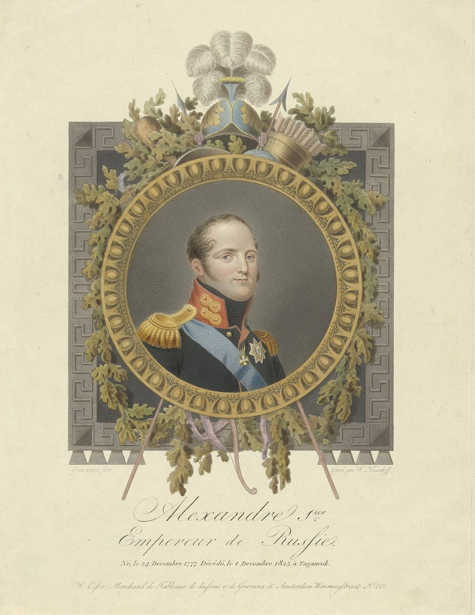 Portrét císaře Alexandra I. 1777-1825, 1825 od Walraad Nieuwhoff