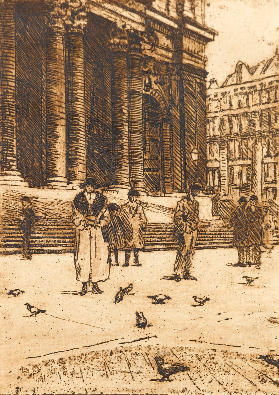 Krmení holubů před katedrálou St Pauls od Walter Bonner Gash