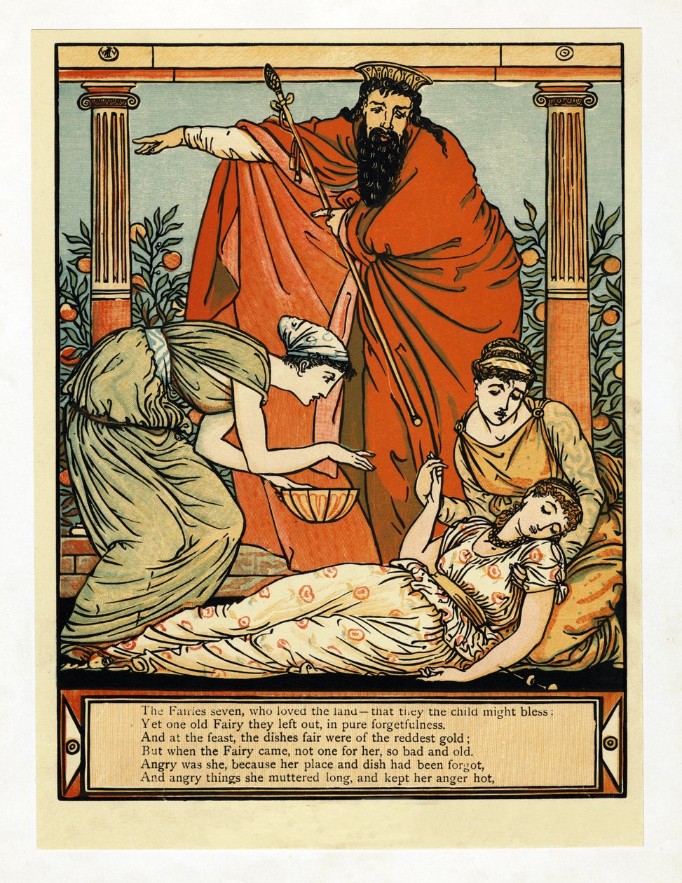 A upadá do smrtelného spánku, , z The Blue Beard Picture Book, hospoda. 1879 od Walter Crane