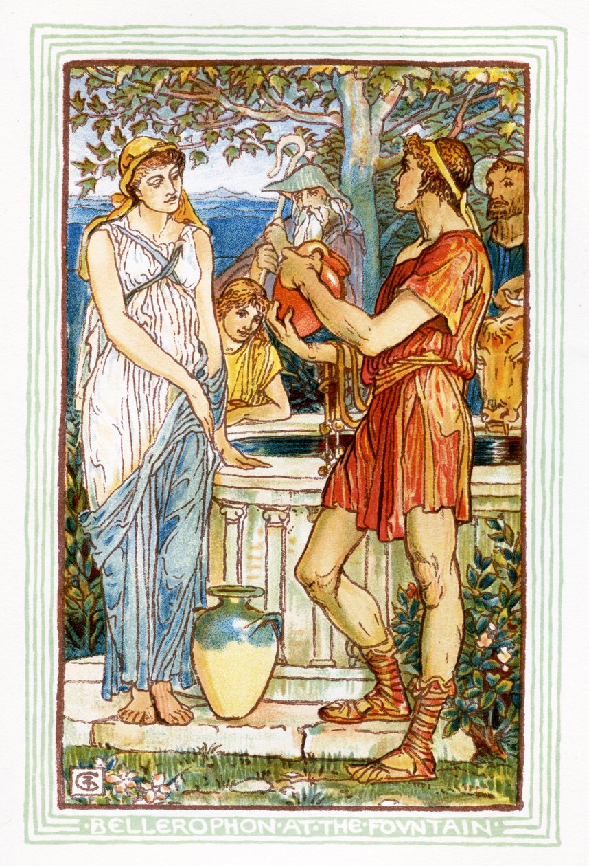 Bellerophon u fontány od Walter Crane