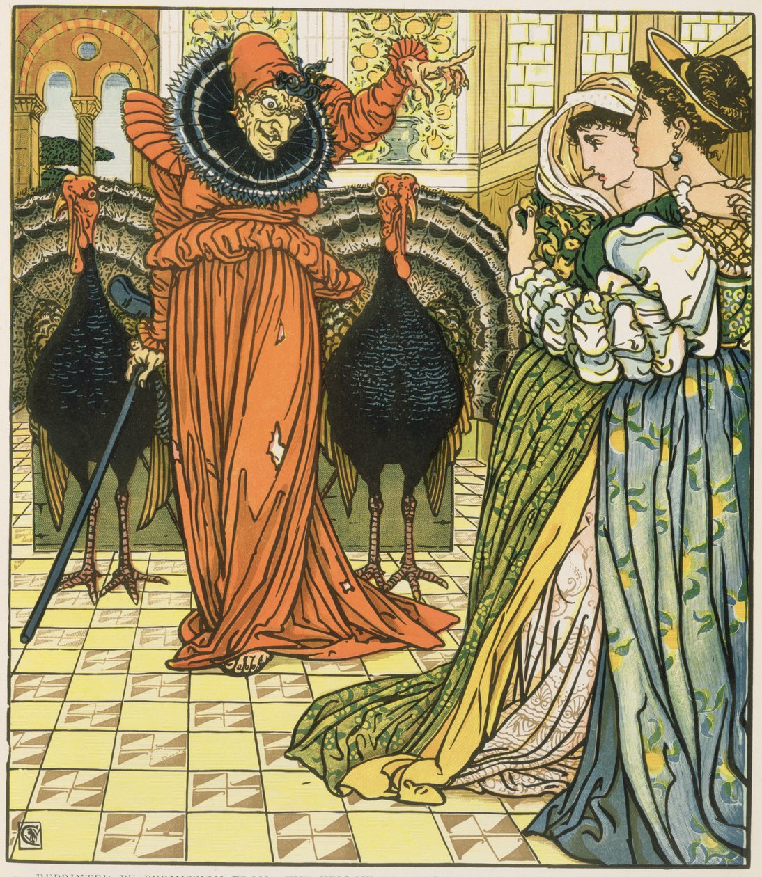 Ilustrace ze Žlutého trpaslíka, první vydání od Walter Crane
