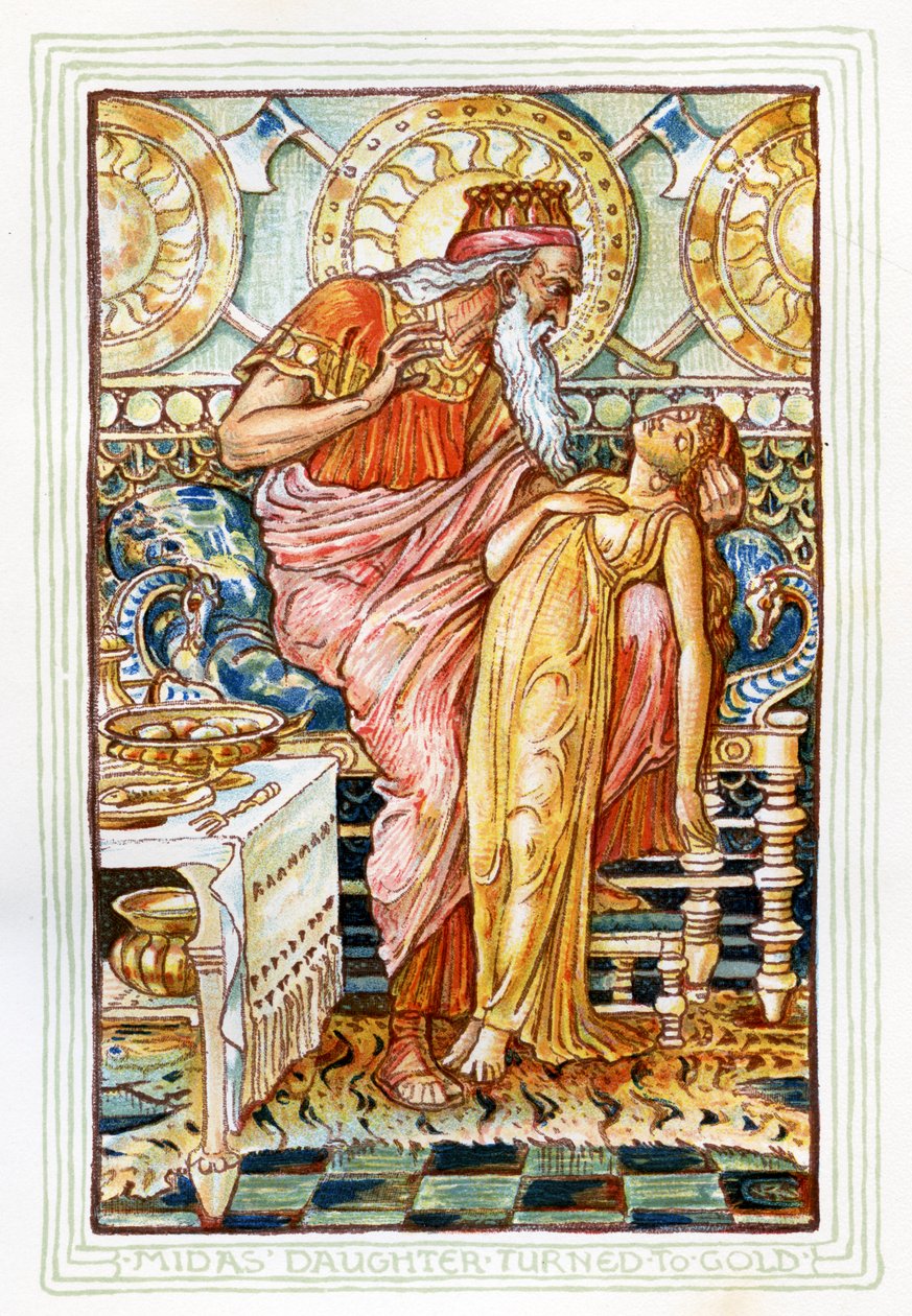 Midasova dcera se proměnila ve zlato od Walter Crane