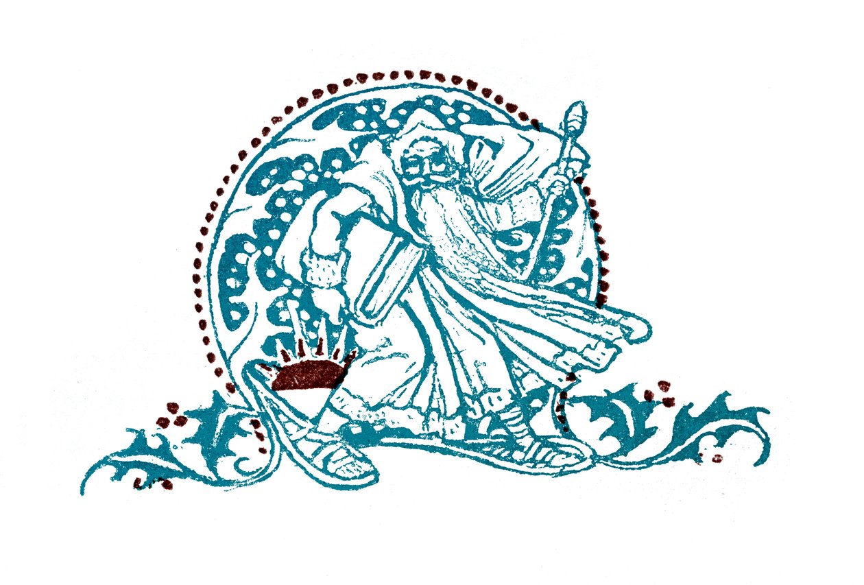Starý muž procházející sněhem od Walter Crane