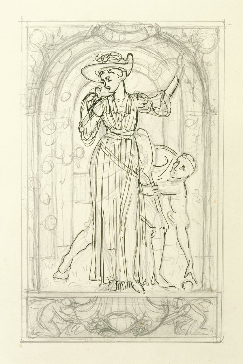 Přípravná kresba pro kalendář, cca 1890 (tužka, pero a inkoust na papíře) od Walter Crane