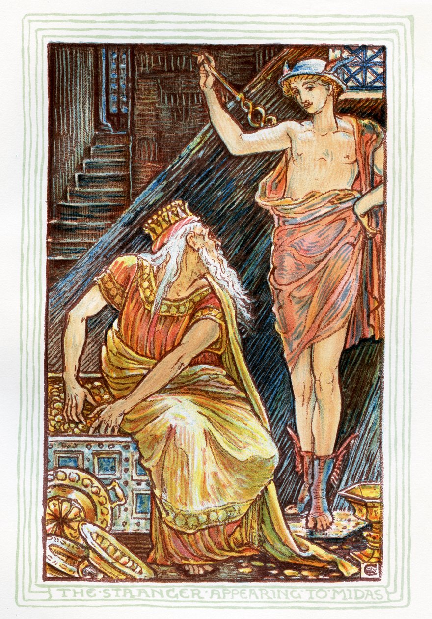 Cizinec se zjevuje Midasovi od Walter Crane