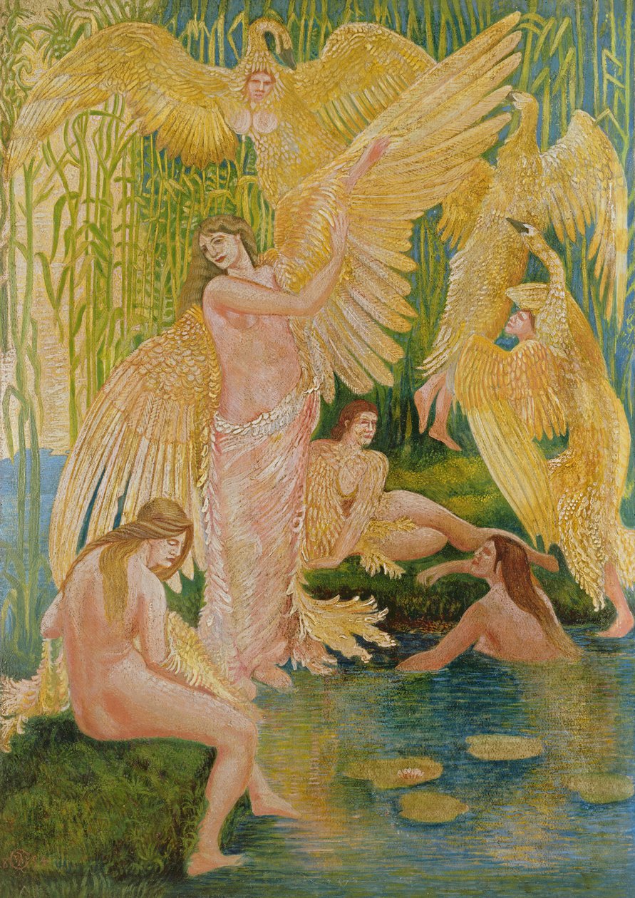 The Swan Maidens, 1894 (olej a kombinovaná technika na papíře) od Walter Crane