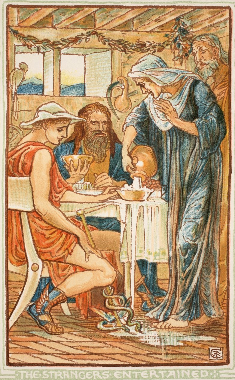 Cizinci bavili, ilustrace z knihy „Zázračná kniha pro dívky a chlapce“ od Nathaniela Hawthorna, 1852 od Walter Crane
