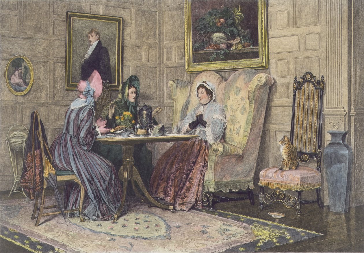 Scandal and Tea, publikoval 1893 (akvatinta) od Walter Dendy Sadler