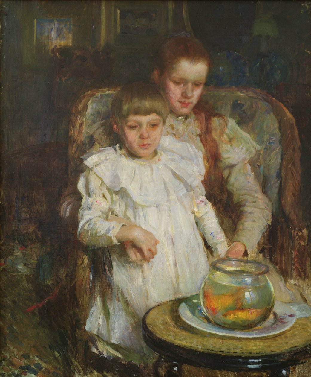 Mísa zlaté rybky, kolem roku 1900 od Walter Frederick Osborne