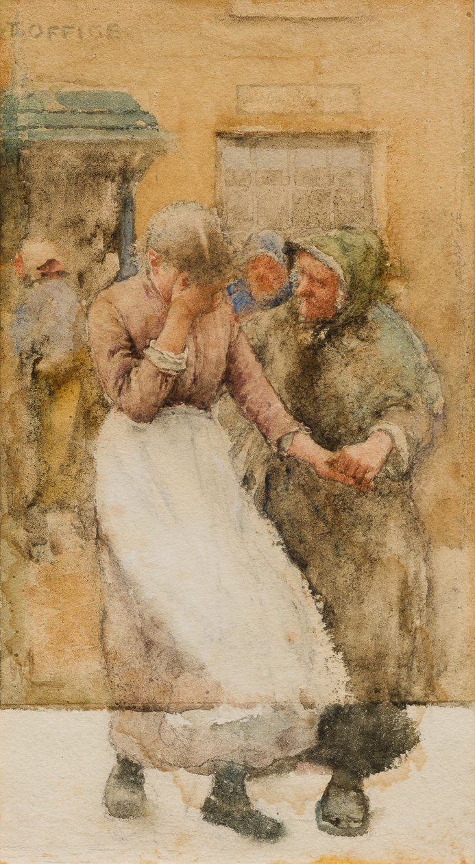 Studie for Among the Missing, c.1894 (wc na papíře) od Walter Langley