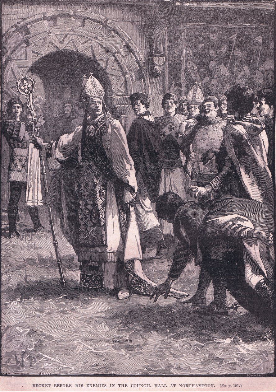 Becket před svými nepřáteli v radní síni v Northamptonu 1164 n. l. od Walter Paget