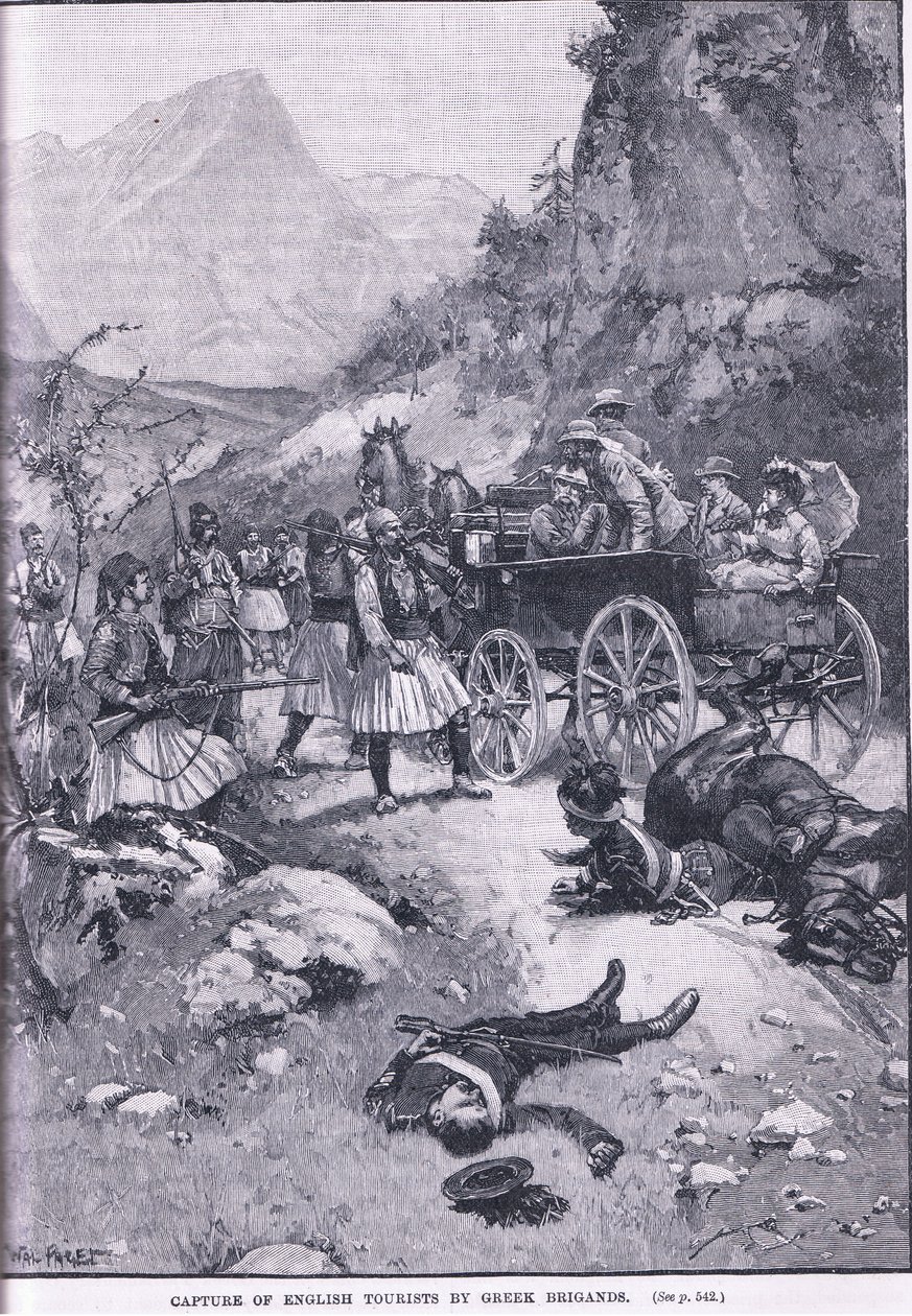 Zajetí anglických turistů řeckými lupiči 1870 n. l. od Walter Paget