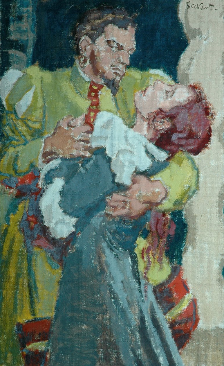 Leslie Banks jako Petruchio a Edith Evans jako Katherine ve filmu Zkrocení zlé ženy, kolem roku 1937 (olej na hrubém plátně) od Walter Richard Sickert
