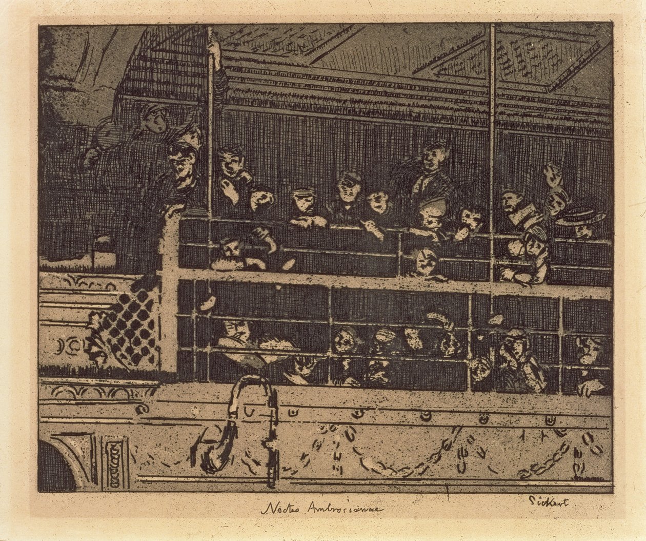 Noctes Ambrosianae (Ambrosian Nights) 1906 (lept a akvatinta) od Walter Richard Sickert