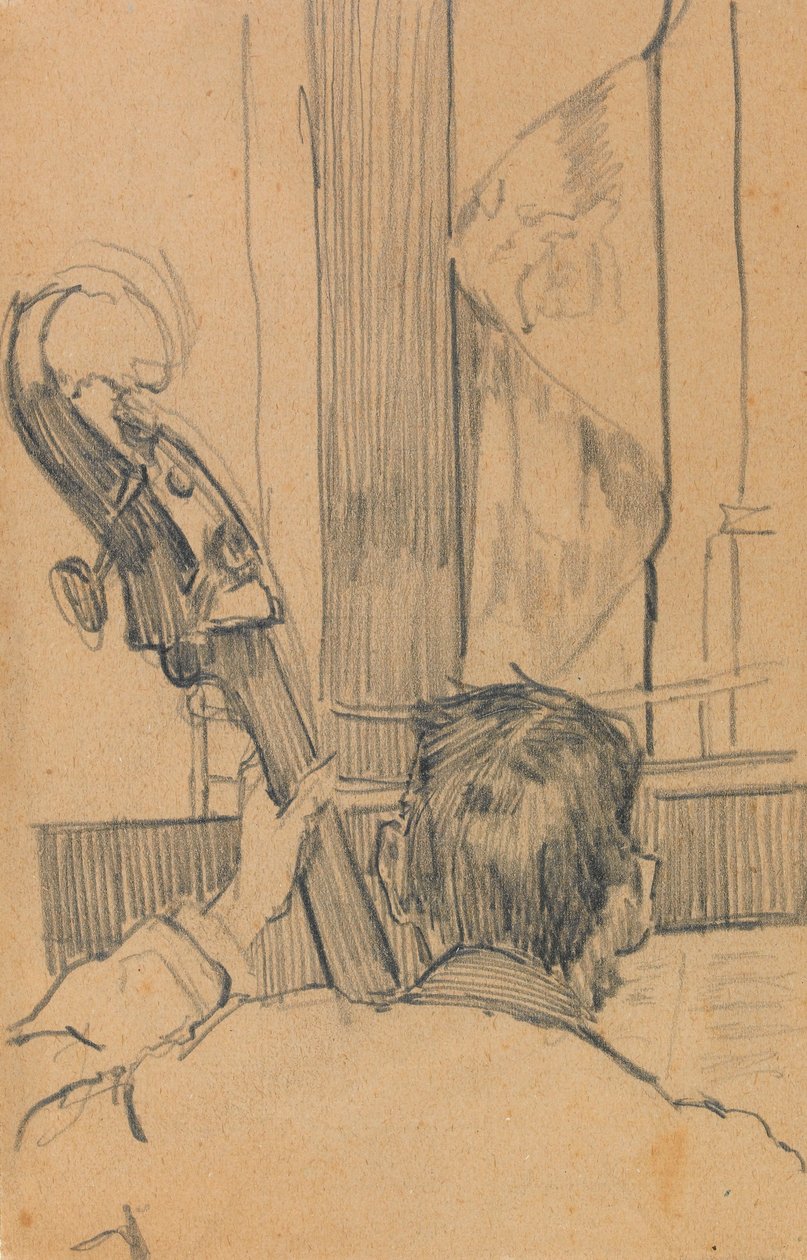 Studie muže držícího kontrabas (grafit na papíře) od Walter Richard Sickert