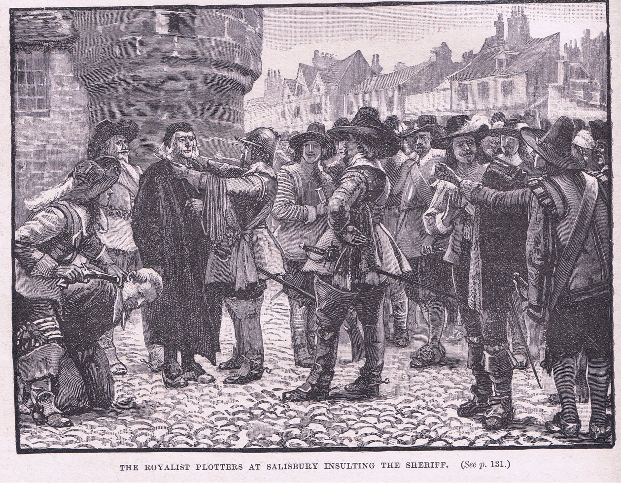 Rojalističtí příznivci v Salisbury urážející šerifa AD 1655 od Walter Stanley Paget