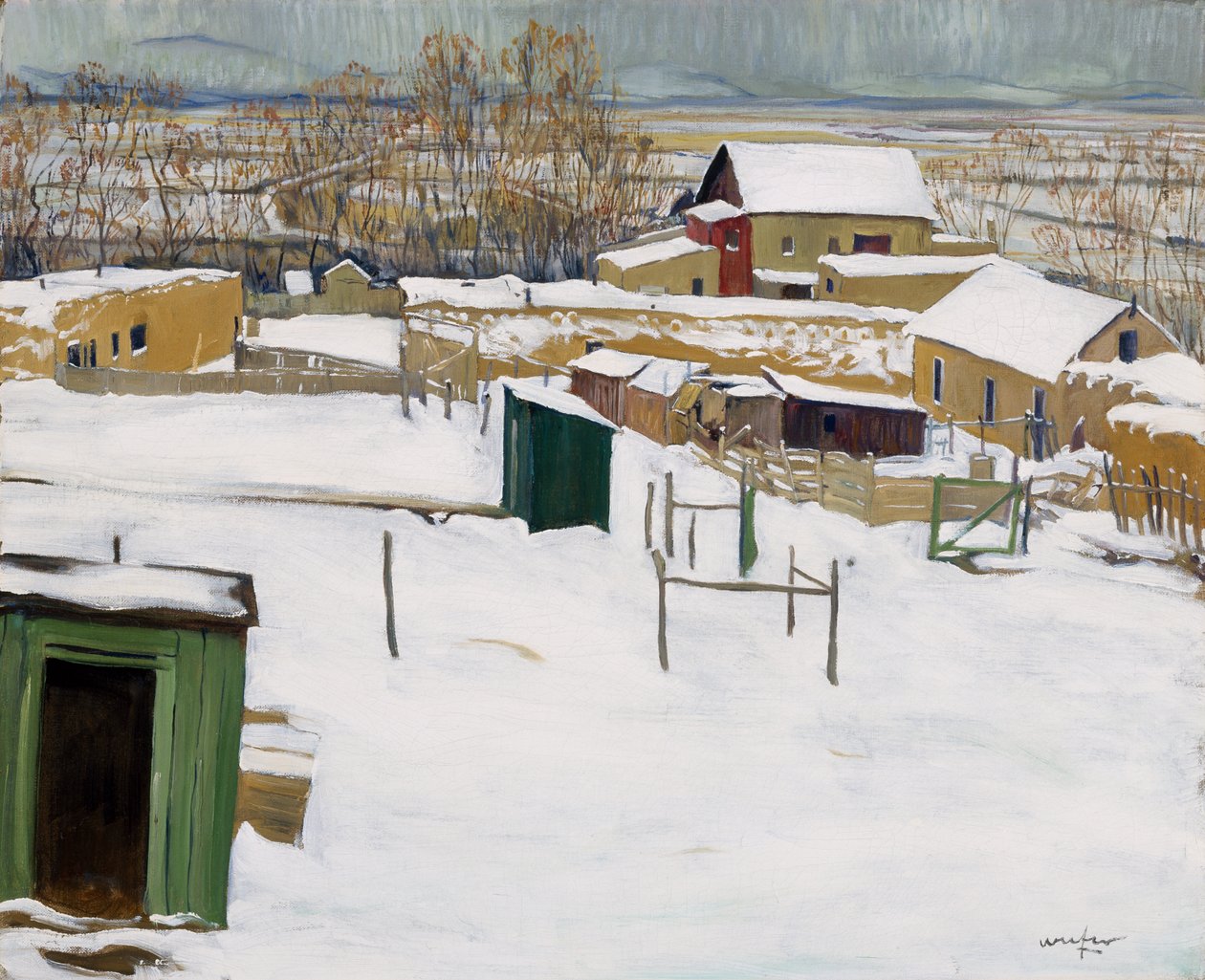 Taos ve sněhu, kolem 1914-20 od Walter Ufer