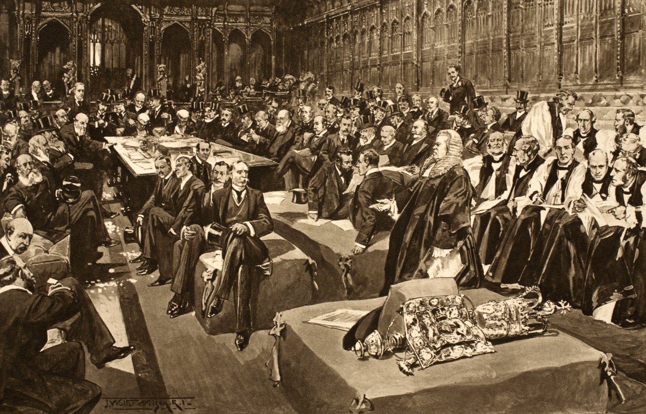 Korunovační přísaha - První parlament krále Eduarda VII., z "The Illustrated London News", 1902 od Thomas Walter Wilson