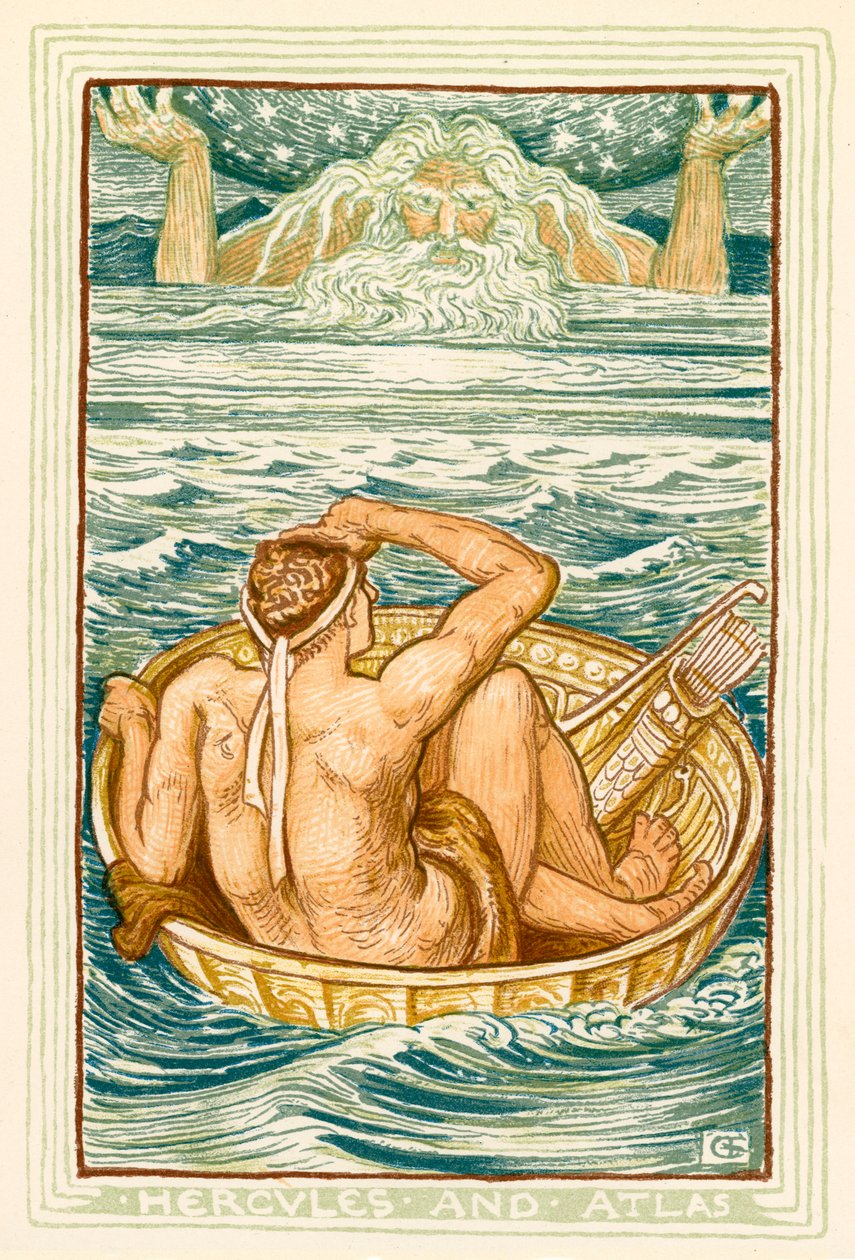 Herkules a Atlas (barevná litografie) od Walter (after) Crane
