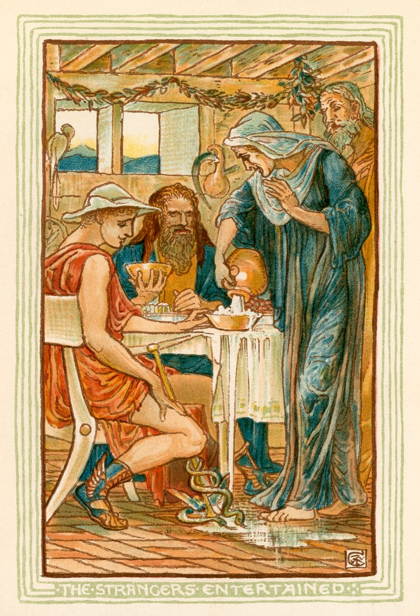 Cizinci se baví (barevná litografie) od Walter (after) Crane