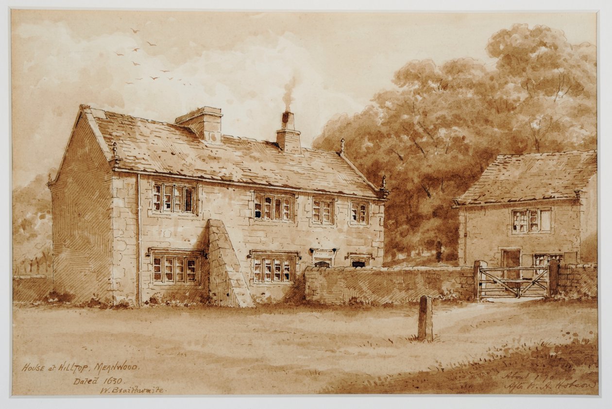 Dům na Hill Topu, Meanwood, asi 1870 (perem a tuší) od Walter Braithwaite