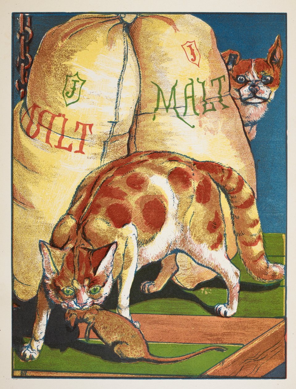 Kočka zabíjející krysu od Walter Crane