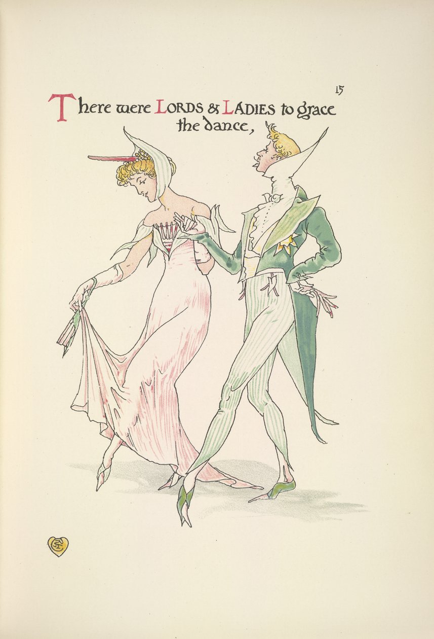 Mladý muž a žena se připravují k tanci od Walter Crane