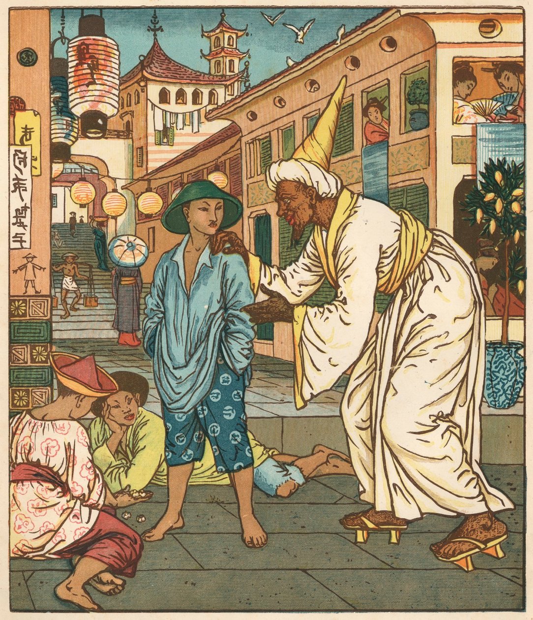 Aladinova obrázková kniha, Arabské noci, 1878 (ilustrace) od Walter Crane