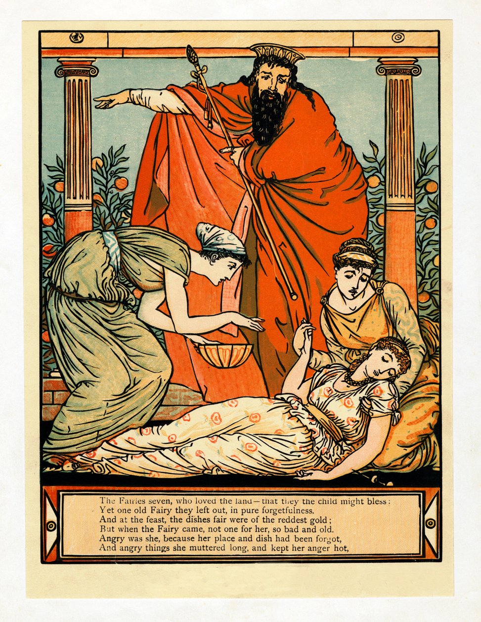 A upadá do smrtelného spánku, z hospody The Blue Beard Picture Book. 1879. od Walter Crane