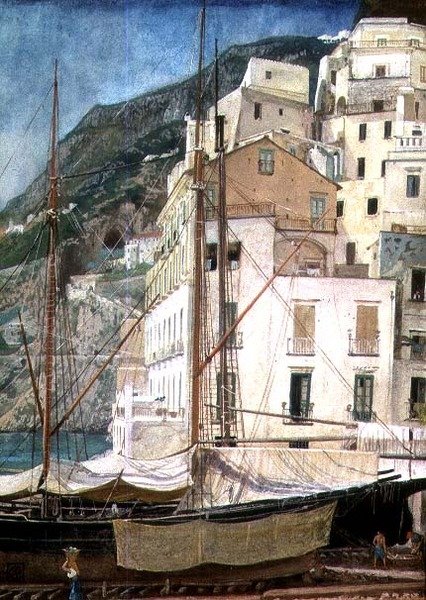 Lodě v italském přístavu od Walter Crane