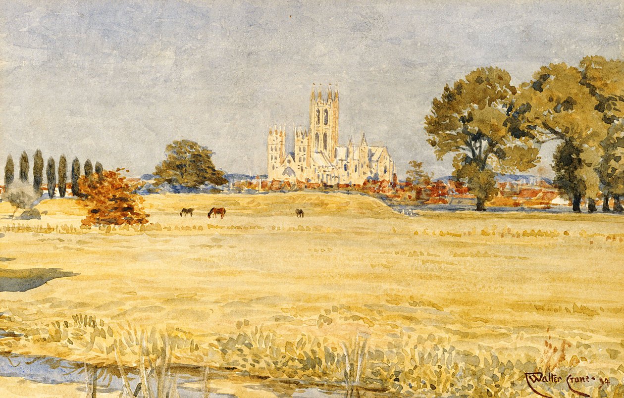 Katedrála v Canterbury z Meadows, 1894 od Walter Crane