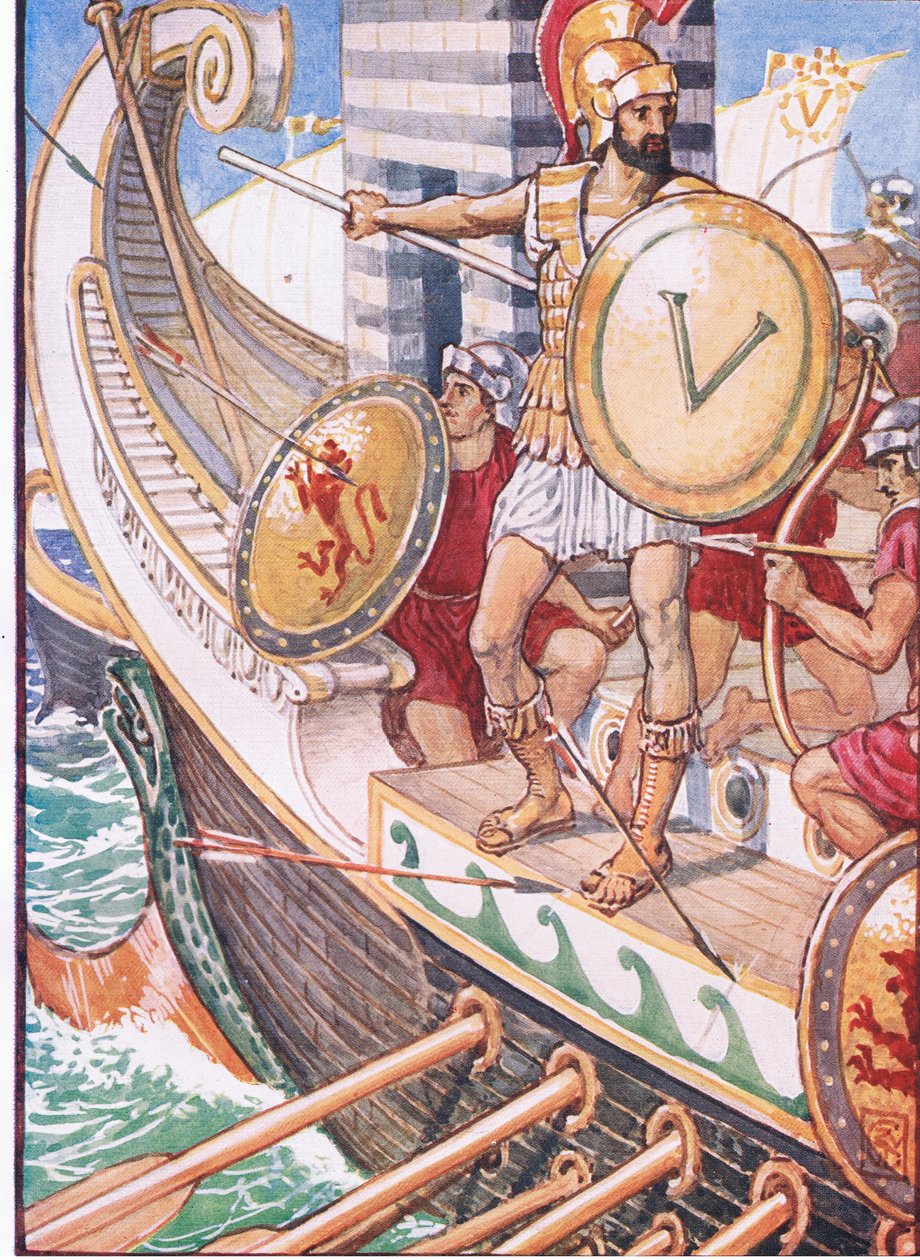 Stal se terčem každého šípu, ilustrace z Příběhu Řecka, 30. léta od Walter Crane