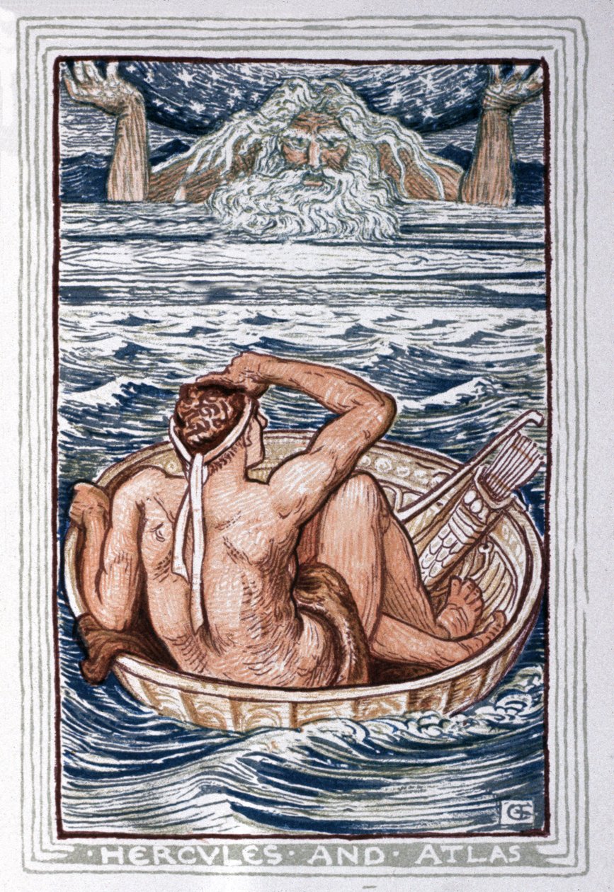 Herakles a Atlas, kolem roku 1900 (ilustrace) od Walter Crane
