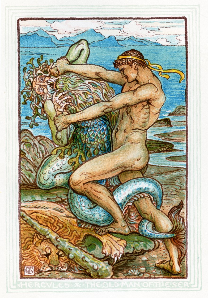 Herkules a mořský stařec od Walter Crane