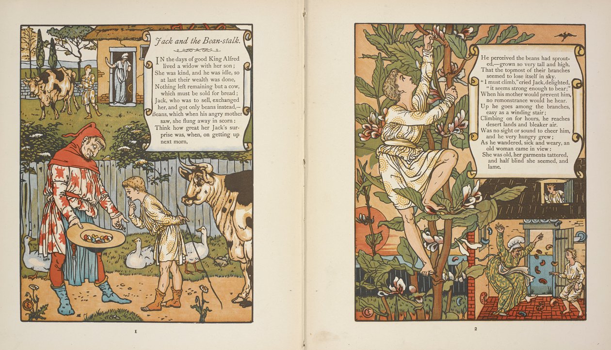 Ilustrace k příběhu „Jack and the Bean-stonek“. od Walter Crane